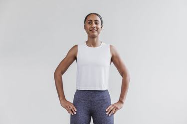 Nobull Lightweight Sleeveless Crop Women's T Shirts White | Australia (CQ7430)